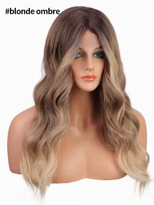 24 Inch Long Ombre Blonde Highlighted Waved Lace Part Wig By imwigs®
