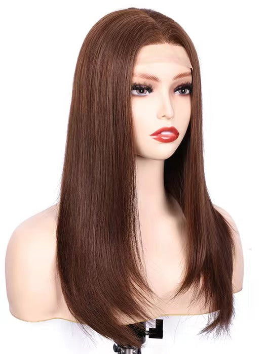 Belle Long Brown Straight Wigs 100% Remy Human Hair Wigs By imwigs®