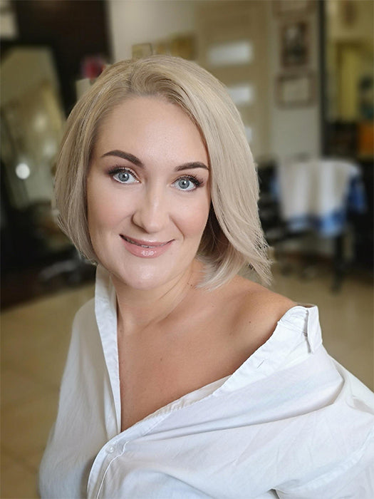 Soft Straight Bob Blonde Synthetic Wigs (Lace Part) By imwigs®