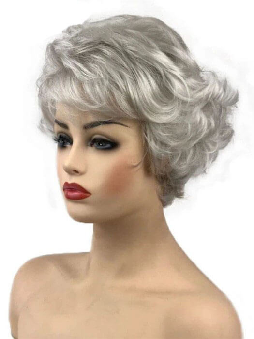 Classical Short Silver Gray Wavy Curly Synthetic Wigs By imwigs®