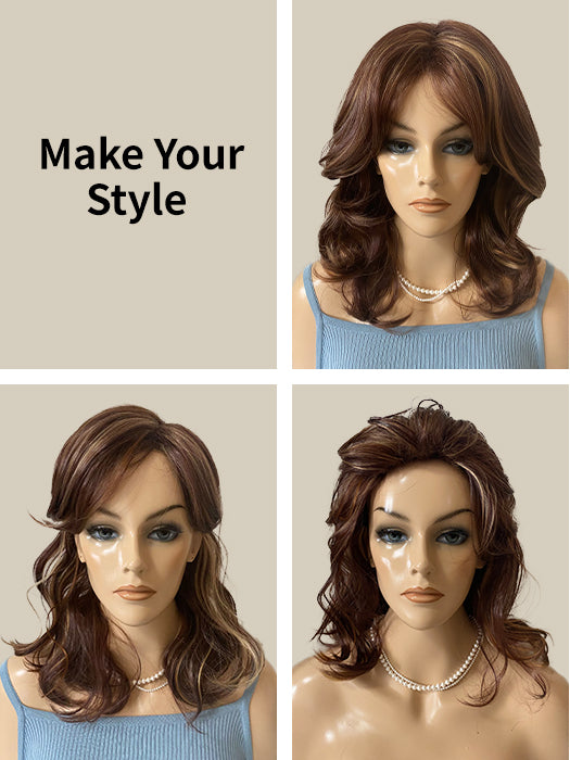 Mid-length Layered Wigs Wavy Curly Synthetic Wigs By imwigs®