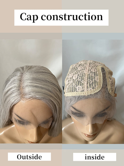 Salt&Pepper Long Straight Lace Part Synthetic Wig By imwigs®