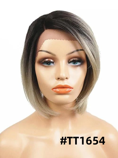 Short Bob Lace Part Wig Ombre Rooted Synthetic Wigs