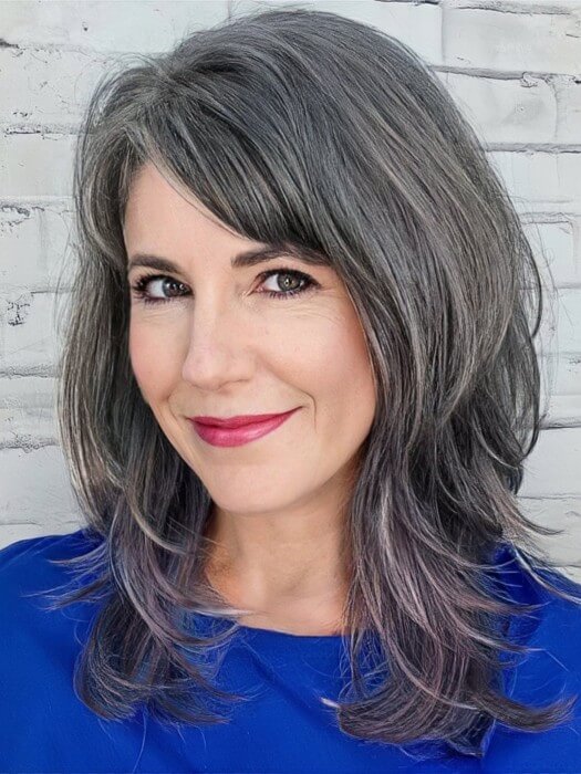 Medium Dark Gray Wigs Synthetic Wigs With Cute Layers By imwigs®