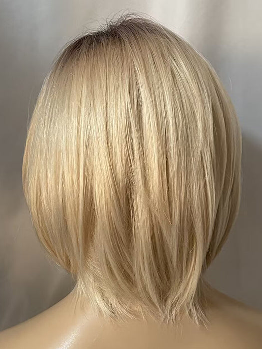 Short 10 Inch Straight Bob Blonde Synthetic Wig With Roots By imwigs®