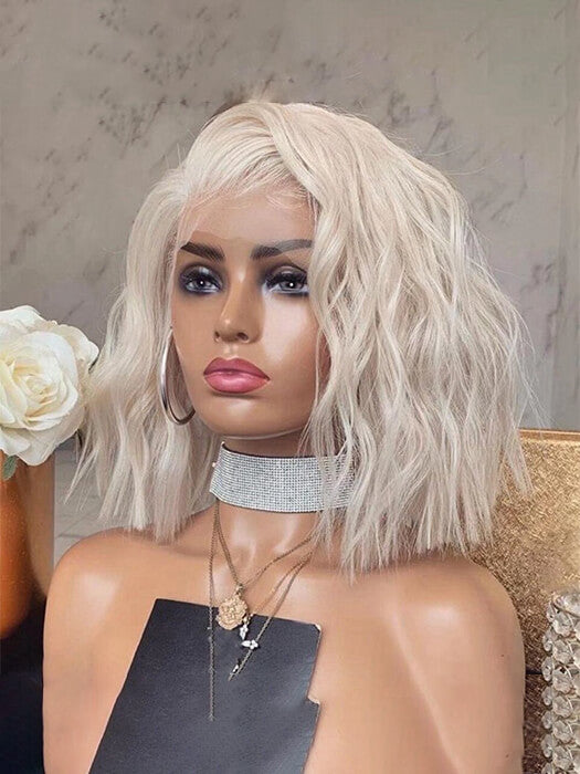 Platinum Blonde Wavy Wigs Lace Front Synthetic Wigs By imwigs®