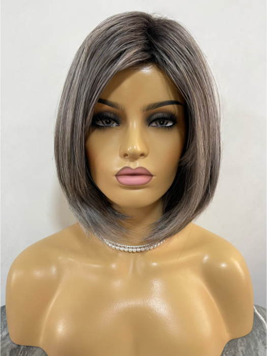 Best Long Bob Gray Rooted Synthetic Wig By imwigs