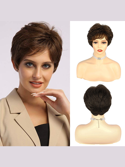 Short Spiky Natural Synthetic Wigs With Layers By imwigs®