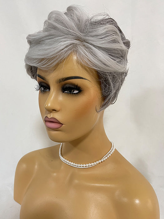 Belles perruques grises courtes perruques synthétiques superposées par imwigs®