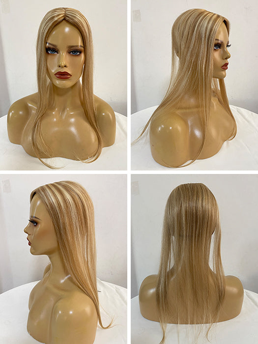 Fabuleux Topper de cheveux humains blonds raides (Mono Top) par imwigs®