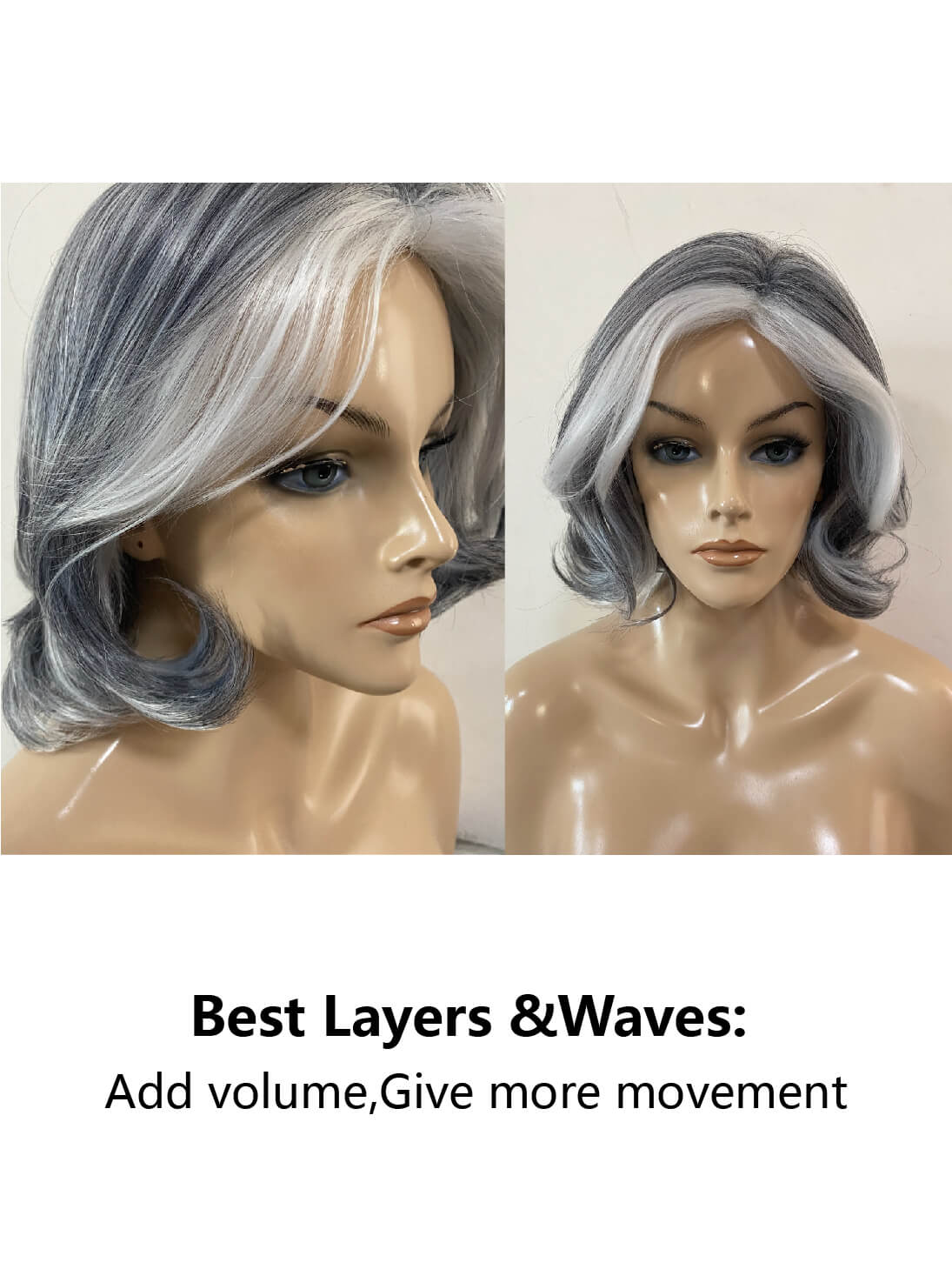 Perruque synthétique moyenne Bob Mixed GrayWigs par imwigs®