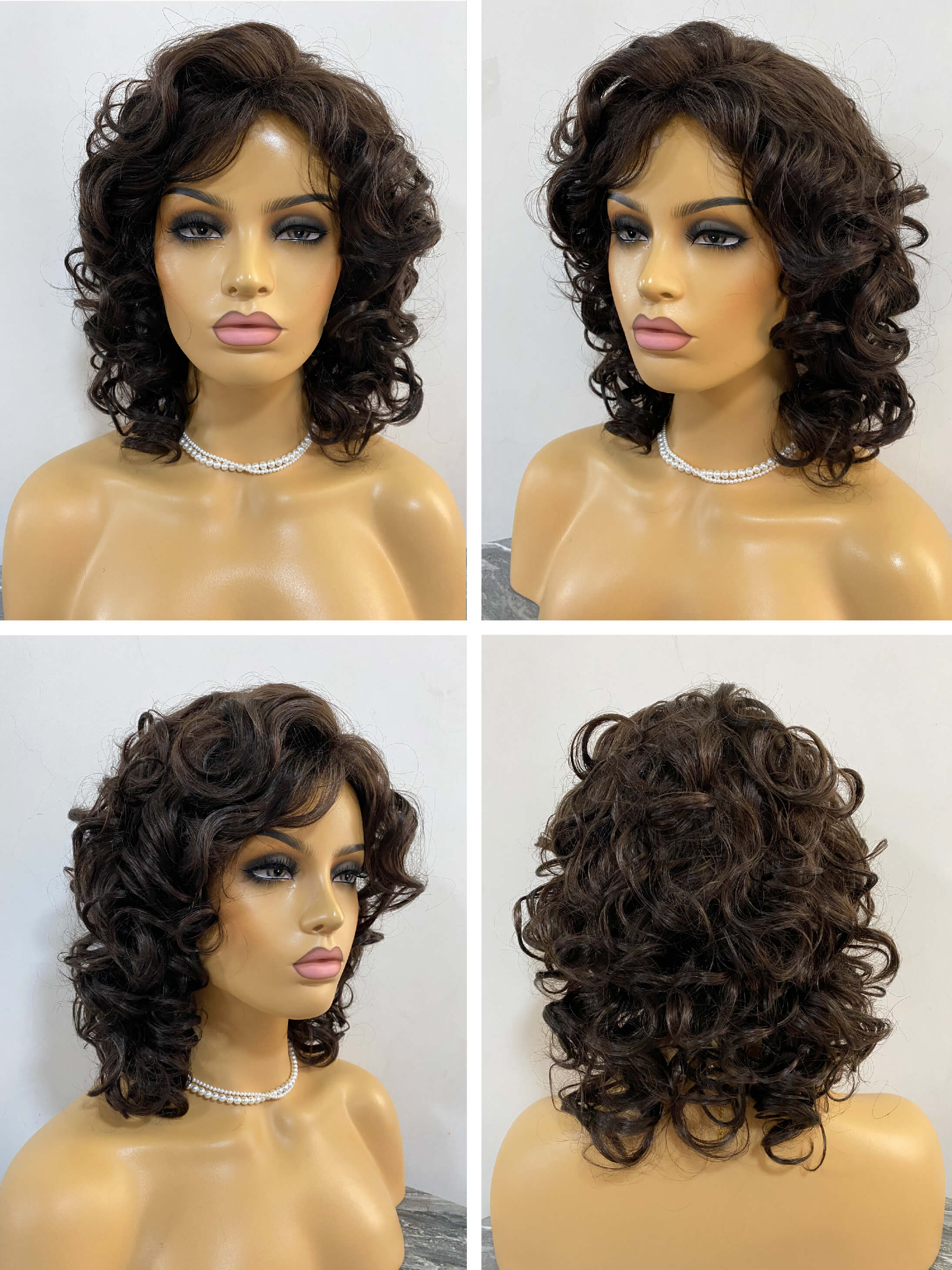 Shoulder Length Cut Spiral Curls Synthetic Wigs With Bangs By imwigs®