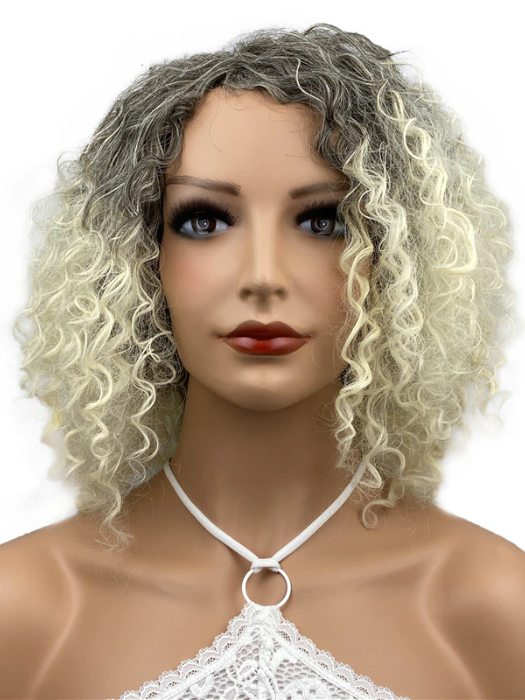 Collar-Length Bouncy Curly Synthetic Wigs With Roots By imwigs®