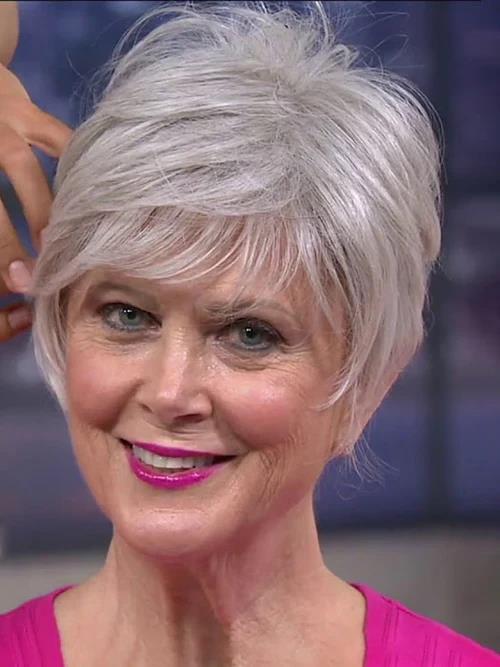 Light Gray Straight Layered Short Synthetic Wigs (Capless ) By imwigs®
