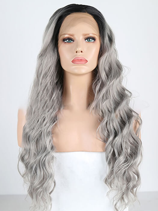 Cascading layered Long Beach Waves Lace Front Synthetic Wig By imwigs®