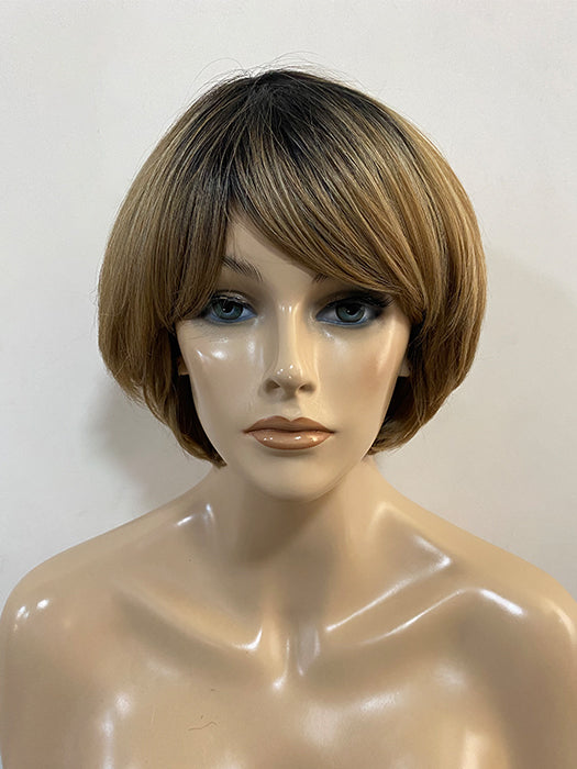 Ombre Short Straight Bob Synthetic Wig With Roots By imwigs®