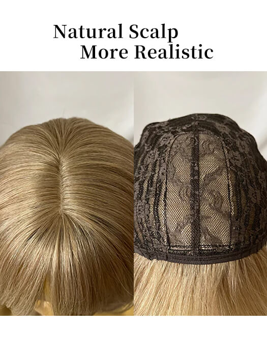 Perruques de cheveux humains blondes droites en couches moyennes par imwigs® 