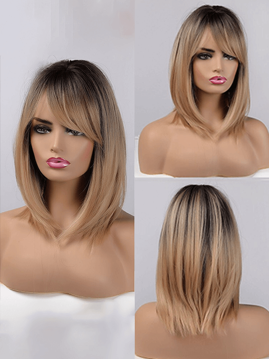 Shoulder Length Straight Layered Synthetic Wigs With Bangs By imwigs®