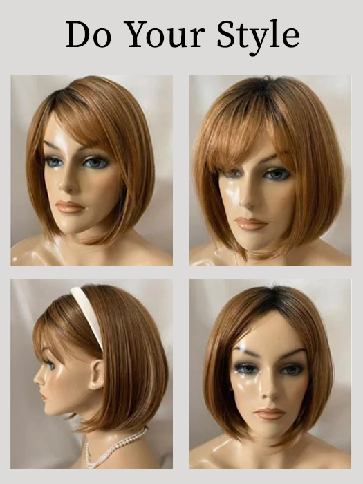 Winner Bob Straight Synthetic Wig With Roots By imwigs®