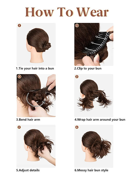 Cute Messy Short Layered Hair Bun Comb Clips By imwigs®