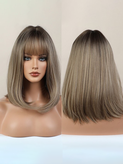 Beauty Medium Bob Wigs With Bangs Synthetic Wig By imwigs®