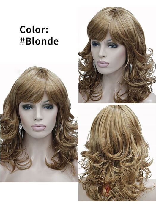 Cute Middle Length Wavy Synthetic Wigs With Bangs By imwigs®