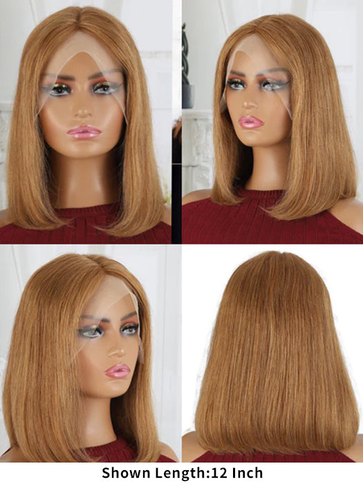 Emily Middle Length Straight Ginger Blonde Lace Front Human Hair  Wigs By imwigs®