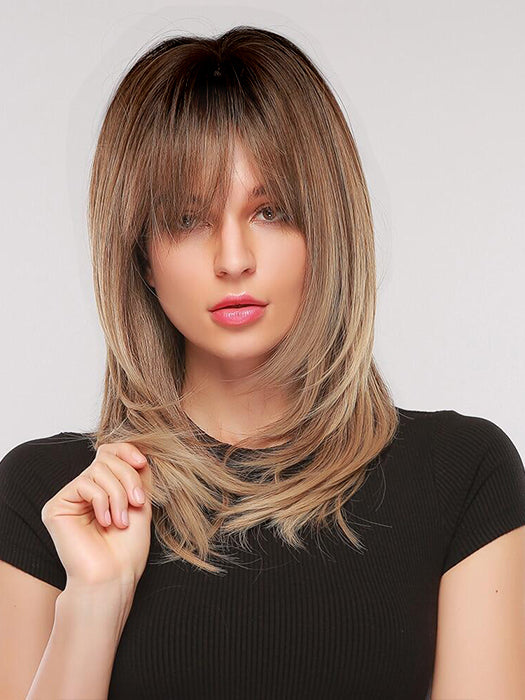Shoulder Length Straight Layered Synthetic Wigs With Bangs By imwigs®