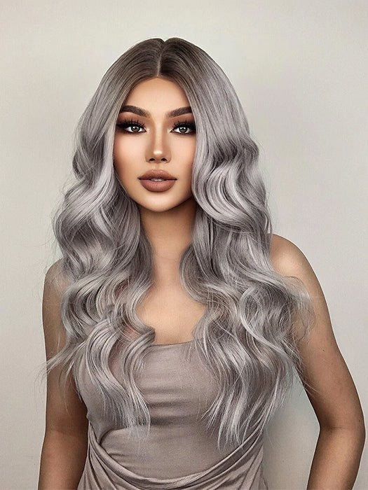 Cascading layered Long Beach Waves Lace Front Synthetic Wig By imwigs®