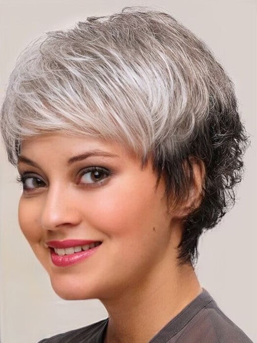 Pixie Cut Short Gray Synthetic Wigs By imwigs®