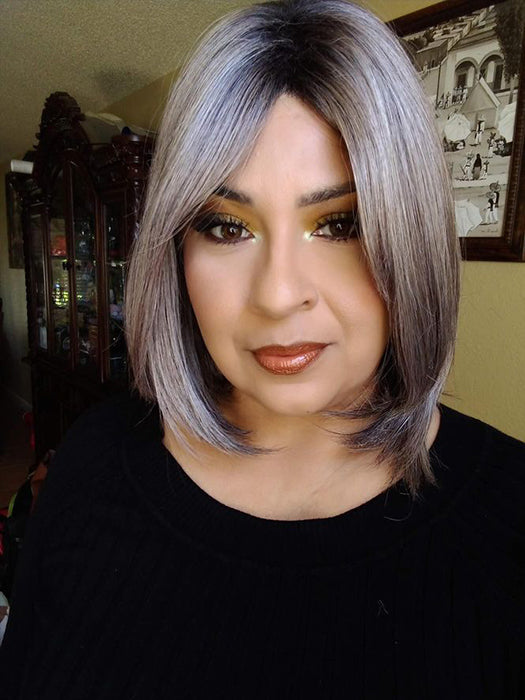 Best Long Bob Gray Rooted Synthetic Wig By imwigs®