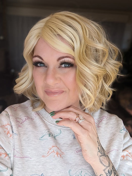 Graceful Short Blonde Lace front Synthetic Wig By imwigs®