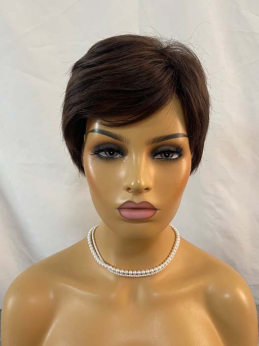 Short Spiky Gray Mixed Human Hair With Synthetic Wigs By imwigs®
