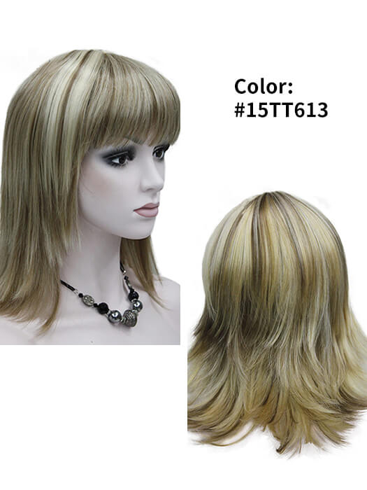 Natural Mid-Part Layered Straight Synthetic Wigs With Bangs By imwigs®
