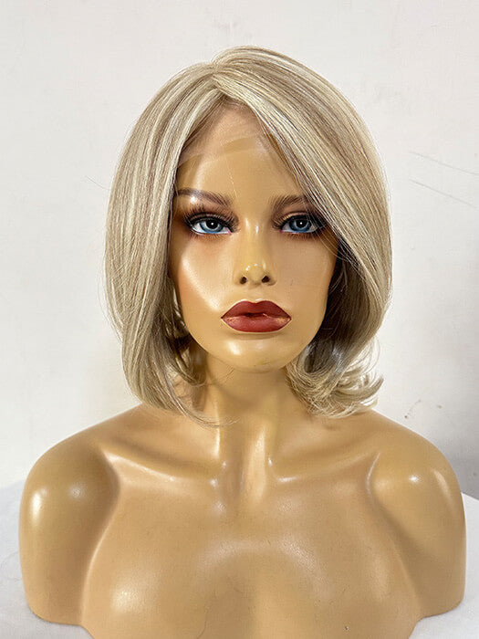 Layered Bob Wigs Mono Top Synthetic Wigs With Highlights By imwigs®