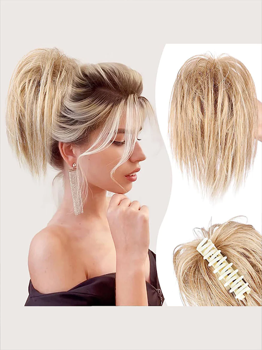 Messy Bun Layered Synthetic Hair Clip Ponytail By imwigs®