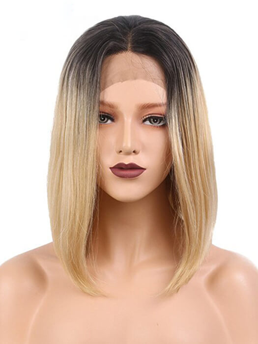 Medium Bob Wigs Straight Lace Front Synthetic Wigs With Roots By imwigs®