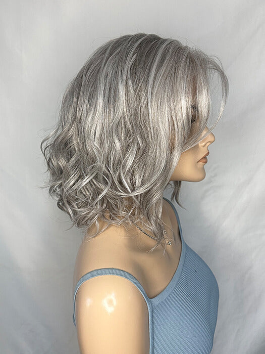 Middle Length Wavy Curly Gray Wigs Lace Front Synthetic Wigs By imwigs®