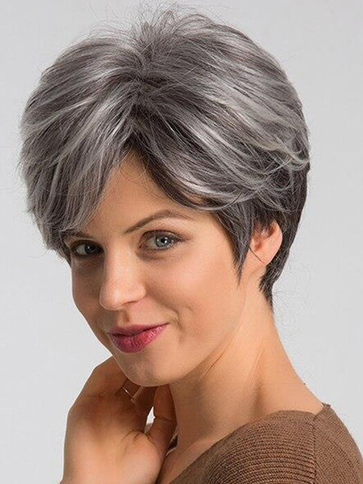 Pixie Short Spiky Wigs Layered Straight Synthetic Blend Human Hair Wig