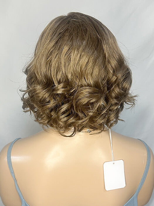 Short Bob Wavy Curly Brown Synthetic Wig(Mono Part) By imwigs®