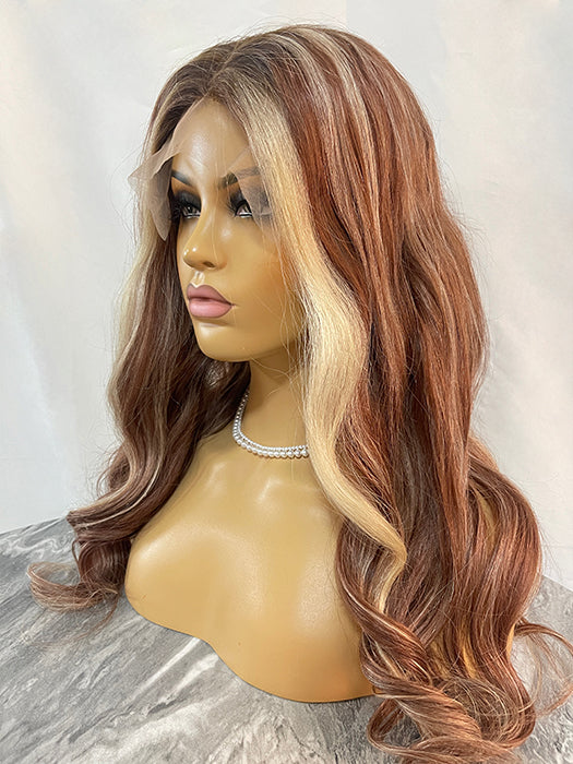 Chocolate Caramel Wavy Wigs Lace Front Human Hair Wigs By imwigs®