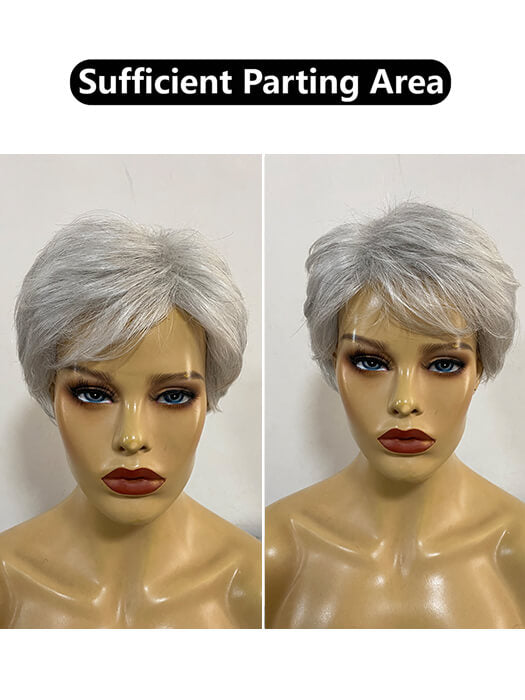 Light Gray Straight Layered Short Synthetic Wigs (Capless ) By imwigs®