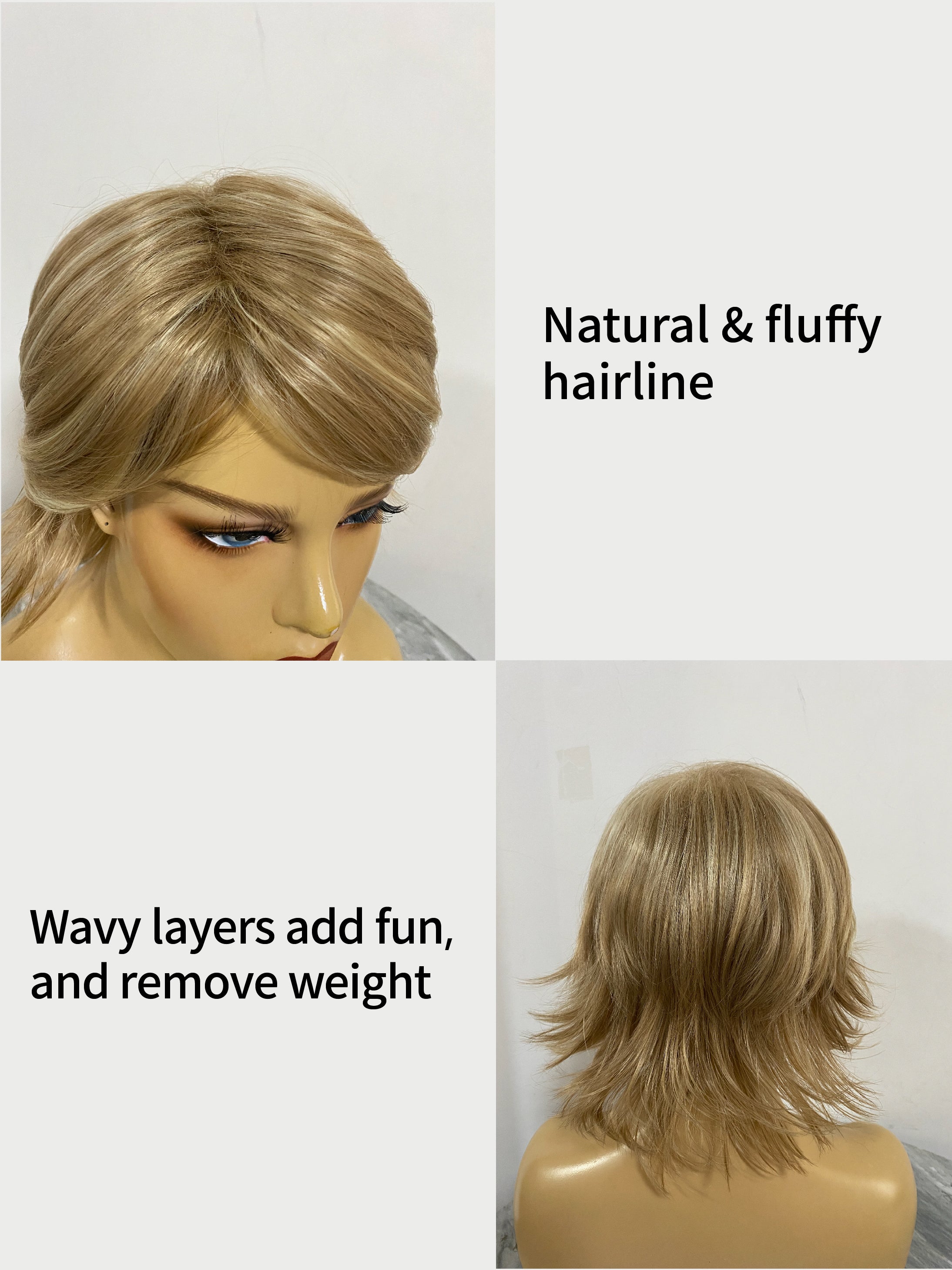 Fluffy Mid-length Layered Wavy Synthetic Wig (12 Inch) By imwigs®
