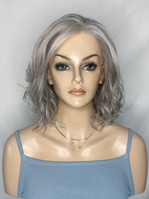 Middle Length Wavy Curly Gray Wigs Lace Front Synthetic Wigs By imwigs®