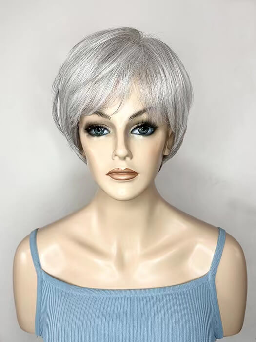 True Short Layers Platinum Gray Synthetic Wig By imwigs®