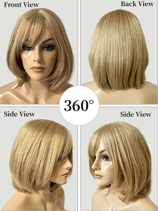 Medium Layered Straight Blonde Human Hair Wigs By imwigs®