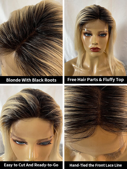 Straight Smooth Wigs Lace Frontal Human Hair Wigs With Roots By imwigs®