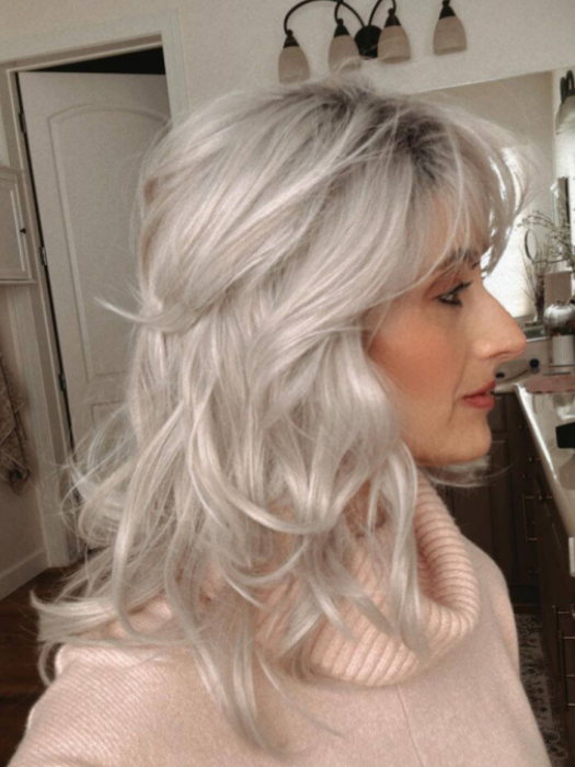 Long Gray Wavy Synthetic Wig With Roots By imwigs®