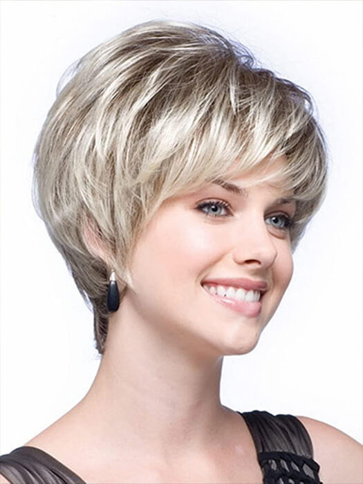 Short Spiky Bob Layered Platinum Straight Synthetic Wig By imwigs®