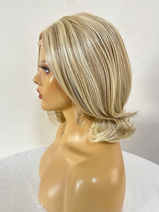 Layered Bob Wigs Mono Top Synthetic Wigs With Highlights By imwigs®